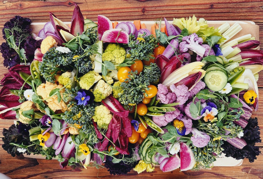 Grilled + Raw Farmers Market Vegetable Board